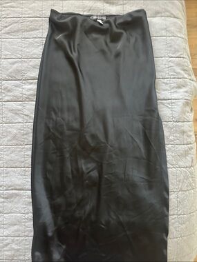 Urban Outfitters Black Satin Midi Slip Skirt